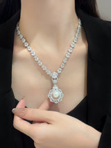 White Resin Halo Pendant Necklace