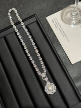 White Resin Halo Pendant Necklace